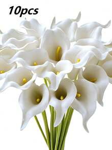 1pc/10pcs White Artificial Calla Lily Flowers, PU Lifelike Bouquet, Suitable For Home, Wedding, Indoor/Outdoor, Garden, Party, Boho Decor, Vase Filler, Tabletop Centerpiece, Wall And Bathroom Decoration - Multicolor - View 12