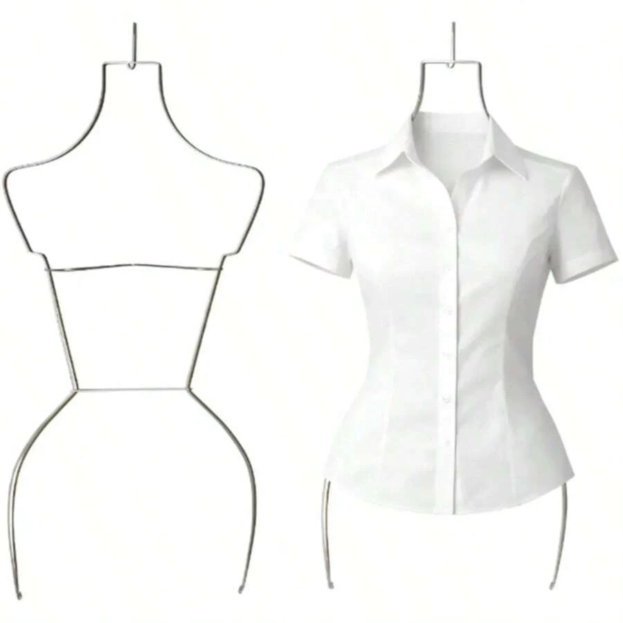 Silueta maniquí metálica para exhibición de ropa, ideal para mostrar blusas, vestidos y outfits de forma elegante, mejorar la presentación de tus prendas y dar un toque profesional a tu tienda, boutique o emprendimiento - Ver 1