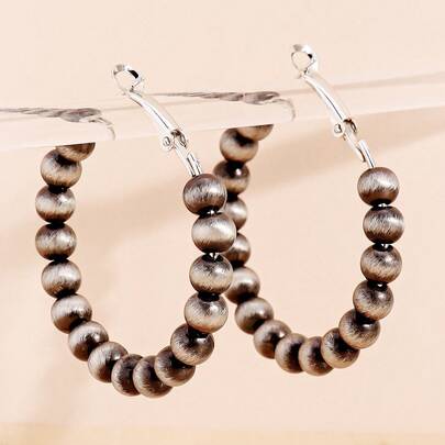 1对手工串珠大号耳环