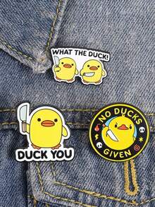 1 chiếc ghim cài áo hình vịt hoạt hình dễ thương, ghim kim loại sáng tạo in hình "Duck You/What The Duck" (Vịt ơi/Cái gì thế này?), huy hiệu cài áo thời trang, ghim cài áo ba lô, quần áo, trang sức, túi xách, quà tặng tốt nghiệp không thể thiếu. - Nhiều màu - Xem 4