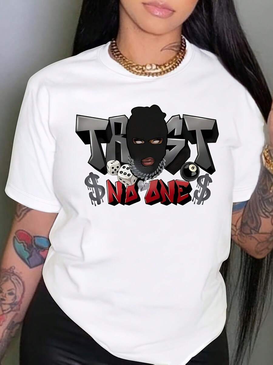 Item Picture 1pc Womens Casual Round Neck T Shirt Stretch Short Sleeve Top Stretch Fabric Suitable For Casual Attire Layering In S-3XL - White - View 1