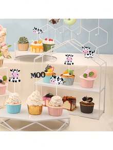 12pcs/Set Mini Cow Cake Toppers, Farm Cow Moo Cake Decorations, Islamic Eid Festival, Birthday Party, Baking Cupcake Picks - Multiple Styles - View 3