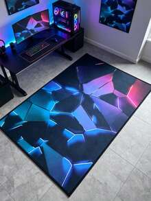 几何视觉错觉地毯，适用于家庭、客厅、卧室、沙发、咖啡桌、游戏室装饰、装饰地毯、可洗地毯 - 彩色 - 查看 2