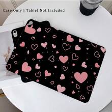 11pcs Black Pink Heart Print 360° Rotatable Protective Tablet Case ,Multi-Angle Magnetic Stand Cover With Auto Sleep/Wake Function, Compatible With IPad PRO/AIR, Compatible With SAMSUNG,Compatible With XIAOMI Pad 5/6/7 - Multicolor - View 2
