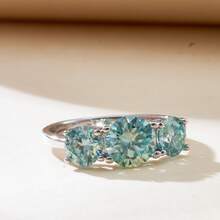 1枚S925银戒指，镶嵌2克拉圆形莫桑石，适合女士日常佩戴 - 一件 2CT - 查看 19