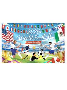 1pc 2026 World Cup Football Flag Background Banner, Large World Cup Background Banner Suitable For Desktop, Wall, Garden, Indoor/Outdoor Party Decoration, World Cup Cheering, World Cup Football Match, Football Fans, Photo Props, Bar Decor, Sports Theme Decoration - A - View 6
