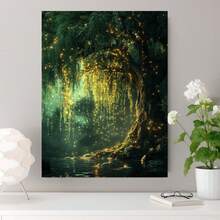 1 Póster de Lienzo "Bosque Brillante con Luciérnagas" - Cuadro Nocturno Encantado del Boscoeconómico, Densidad 1", Marco en Madera Lista para Colgar. Decoración Temática Natural Idealpara SalaónesDormitoriosOficinas: Regalo Mágícopara el HogarImpresiónde Alta CalidadePòsteredecoraativo2DFlat - Enmarcado - Ver 3