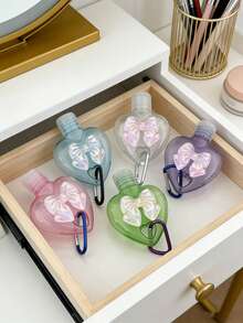 Heart-Shaped Refillable Spray Bottle With Bowknot Decor And Keychain, Compact Portable Design For Perfume And Cosmetics, Leak-Proof, Suitable For Various Occasions, Creative Storage, Gift For Family And Friends - A - View 5