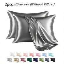 2pcs Silky Soft Breathable Satin Pillowcases, Ideal Gift For Hot Sleepers, Air-Conditioned Room In Summer, Hair & Skin Care - Dark Grey - View 18