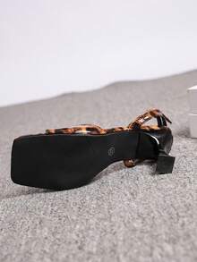 新款夏季高跟凉鞋，豹纹细高跟鞋，适合办公室、派对、婚礼、送礼、约会等场合，女士鞋履 - 豹紋 - 查看 9