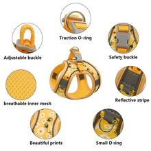The Dog Harness And Leash Combination Is Designed With A Breathable Honeycomb Mesh To Avoid Overheating And Sweating.And Its Anti-Escape Feature, Along With Adorable Patterns - Multicolor - View 3