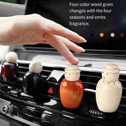 Difuzér do větracího otvoru auta, dřevěná panenka, vícebarevný, vysoce estetický parfém do auta, malý difuzér do auta