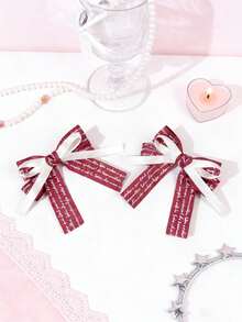 2个字母丝带蝴蝶结发夹，女士可爱侧马尾发夹，哥特风发饰 - 彩色 - 查看 7