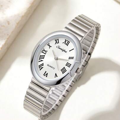 1 chiếc đồng hồ nữ thạch anh kiểu dáng cổ điển thanh lịch, mặt oval với chữ số La Mã, vỏ hợp kim chất lượng cao, thời trang và tối giản, phù hợp cho đi làm hàng ngày và công sở, phối hợp hoàn hảo với trang phục thường ngày hiện đại, món quà lý tưởng cho vợ, chị gái, bạn bè và gia đình vào ngày sinh nhật, kỷ niệm, Ngày của Mẹ và các dịp đặc biệt khác, phụ kiện đồng hồ đeo tay tinh tế dành cho nữ.