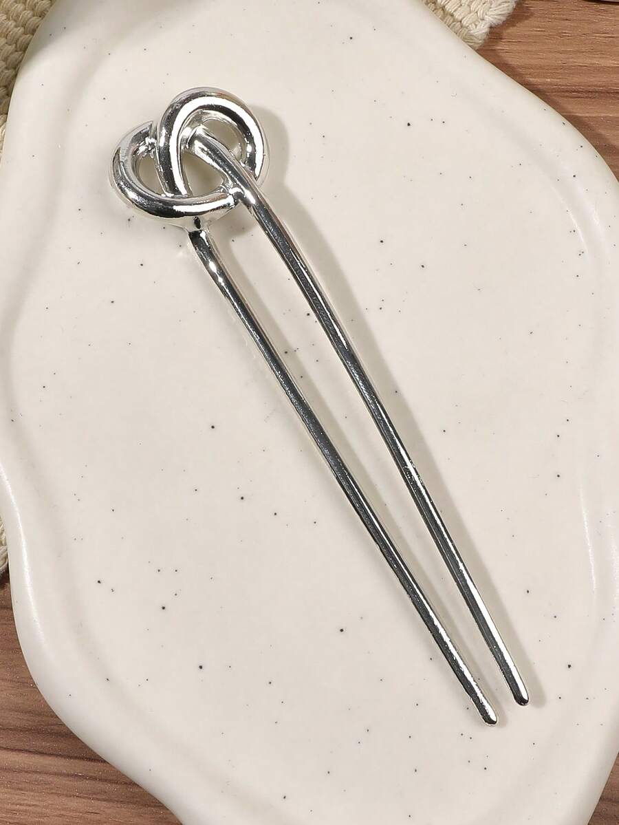 1 pièce Pince à cheveux en alliage de zinc argenté en forme de U, lisse et non dommageable, design à haute couronne, minimaliste élégant chic, convient pour le quotidien, le travail, les rendez-vous, le thé de l'après-midi, l'extension de chignon - Argent - Voir 1