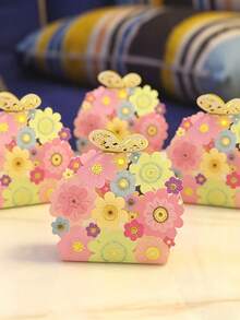 10pcs Floral And Butterfly Laser Cut Paper Candy Boxes - Decorative Paper Gift Packaging Boxes With Intricate Butterfly And Floral Cut-Out Patterns. Ideal For Packaging Candies And Snacks, Suitable For Holiday Parties - One Size Fits All - View 5