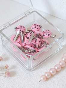 瓢虫发夹，粉色发卡，动物造型发夹，适合女孩和女士，女孩发饰，昆虫发夹，返校季发饰，头发装饰 - 粉色 - 查看 3