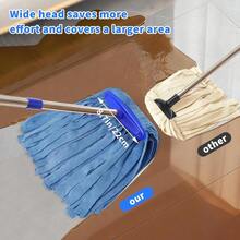 Commercial Microfiber Mop With 52 Inch Stainless Steel Handle And Reusable Blue Mop Head For Indoor Outdoor Floors - 1 - Xem 3