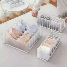 1 pieza/3 piezas Caja de almacenamiento plegable, organizador de cajones para bufandas y ropa interior, bolsa de almacenamiento de armario con rejilla, unicolor para uso en todas las estaciones - Multicolor - Ver 8