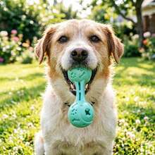 互动摇铃咀嚼玩具球，适合小型至中型宠物，狗狗玩具 - 藏蓝色 - 查看 9