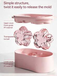 3D Sakura Shaped Silicone Tray With Lid, Easy Release Reusable Ice Ball Mold, Suitable For Whiskey, Cocktails, Coffee, Beverages, Stackable Polypropylene Refrigerator Ice Mold - Multicolor - View 3