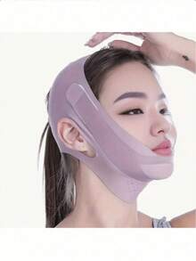 Women's Face Mask, Face Bandage Sleep Mask Face Shaping, Helps Sculpt Perfect Facial Contours, Reusable, Hand Washable, Suitable For Daily Wear, Nylon Material - Mauve Purple - View 4