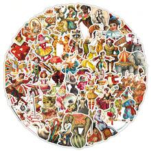 50pcs Vintage Victorian Circus Cartoon Stickers, Creative Decorative Stickers For Notebook, Bookshelf - Multicolor - View 5