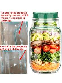 1pc Salad Container Dishwasher & Fridge , With Side Opening & Leak-Proof Lid. This Sealed Container Comes With Condiment Jar, Stackable Design, Ideal For Meal Prep, Lunch, Dinner & Office Use, No Spoon Included - View 8