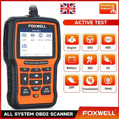  FOXWELL NT510 Elite OBD2 Scanner For BMW, Full System All System Diagnostic Tool, Bi-Directional Control, All Reset Services & Battery Registration, Professional Scan Tool