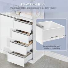 HEXCELEN Bathroom Cabinet, Kitchen Cabinet, 30 X 80 X 110 Cm, Storage Cabinet With 4 Drawers And Open Shelf, Tall Bathroom Cabinet, Adjustable Shelf, For Bathroom, Living Room, White - trắng - Xem 6