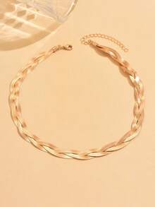 1 chiếc dây chuyền dạng rắn đan thủ công, kiểu dáng tối giản, gợi cảm, đa năng, trang sức vàng thời trang phù hợp cho đeo hàng ngày, hẹn hò, chụp ảnh và kết hợp với các món trang sức khác. - Vàng - Xem 2