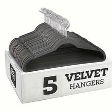 5个装植绒防滑衣架 | 无缝节省空间衣柜收纳衣架，成人植绒衣架，带360°旋转挂钩 - 卧室节省空间衣架，衣物衣架，外套衣架，防滑衣架，成人外套衣架，植绒衣架 - 彩色 - 查看 2