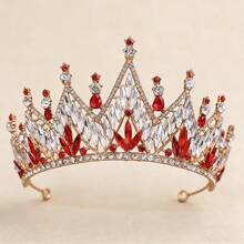 1pc Retro Multi-Color Bridal Crown, Geometric Pattern Palace Style Zinc Alloy Tiara Headpiece For Wedding, Pageant, Performance,Festival,Birthday - Multicolor - View 6