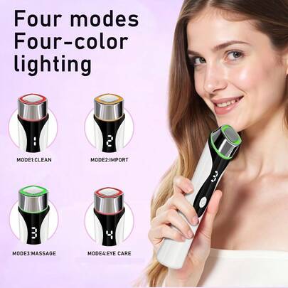 6合1面部美容仪，面部按摩仪，LED光疗面部护肤仪，深层清洁和营养导入，便携式可充电面部和眼部美容仪，适合家庭和旅行使用。