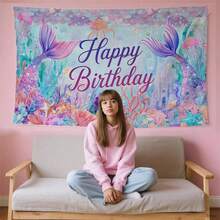 Banner 72*44 Inch Frozen Themed Castle Banner Backdrop Snow Princess Party Wall Banners Yard Sign Indoor Outdoor With Grommets 3.2 Yard String For Party Decoration Supplies - 美人魚生日 - 查看 5