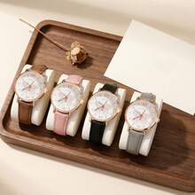 4-Piece Set: Graceful Cicada Wing Dial Ladies Watch, Multi-Color Leather Strap, Great Mother's Day Gift - Multicolor - View 5