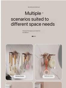1pc No-Drill 5-Claw Retractable Hook, Kitchen/Bathroom Door Organizer, Adhesive Multi-Function Wall Mount Rack - View 7