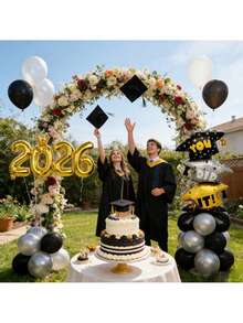 4pcs 2026+ Jumbo Graduation Cap Balloon Stand Set (Includes Straw + Ribbon), Suitable For Campus Graduation Ceremony, Graduation Celebration Decor, Indoor/Outdoor Graduation Party Photo Backdrop, Graduation Season Theme Balloon Decor - Graduation Season + 2026 - View 9