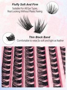 Asiteo 120pcs Individual False Eyelashes, DIY Eyelash Extension, Lightweight Soft Lashes For Daily Wear, Natural Looking Lash Strips D Curl Cluster False Eyelashes, Soft Natural Makeup Effect 8-16mm Mixed Lash Extensions For Daily Makeup - D - View 2