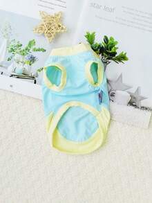 一件轻便透气的狗狗无袖背心，防止闷热和日晒，适合贵宾犬、比熊犬、泰迪熊犬等夏季穿着。 - 淺藍色 - 查看 6