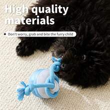 Automatic Self Rolling Interactive Dog Toy Ball With Chew Rope, Electric Bouncing Smart Pet Ball To Relieve Puppy Boredom Indoor Outdoor Play Gift - Blue - View 3