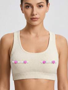 1 Pair Fake Nipple Piercings Silicone Adjustable Fit Fake Nipple Ring DIY Colorful Candy Beads Design Daily Wear Nipple Nooses Y2K Fake Nipple Rings For Women Girls - Multicolor - View 5