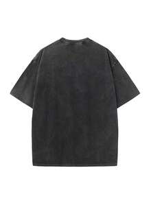 European And American Men's New  All-Match Washed And Distressed T-Shirt, 23g Pure Cotton, Comfortable Upper Body, Unique Print Design, Christmas T-ShirtTshirts - 黑色 - 查看 2