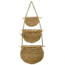 Túi treo đựng trái cây mới, làm bằng dây gai đan thủ công, giỏ đựng rau củ nhà bếp, treo tường, phong cách Bohemian. - màu nâu - Xem 6