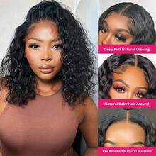 18 Inch Deep Wave Bob Wig Human Hair 200% Density 13x4 HD Lace Closure Wigs Human Hair Bob Wigs For  Women 13x6 Transparent Lace Curly Wig 1B Color - SNatural - 查看 6