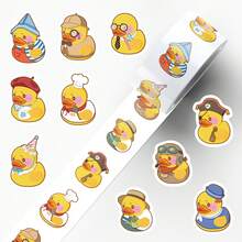 500张卡通创意小鸭贴纸，适用于手机壳、行李箱、日记本、冰箱、衣柜、钱包、背包、信封、杂志等，学生奖励节日礼物，PVC高清印刷 - 1 Set - 查看 5
