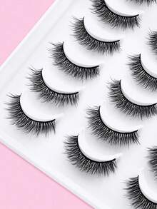 20 Pairs Comic Style Faux Mink Cat Eye False Eyelashes Natural Thick Voluminous False Eyelashes Travel Essential Makeup Tools - Black - View 2