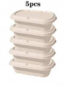 10 pièces/5 pièces/1 pièce Boîtes alimentaires avec couvercles - Boîtes à emporter en pulpe de canne à sucre, boîtes à déjeuner compostables, micro-ondes et congélateur, pratiques pour transporter les repas. Ces boîtes jetables pour micro-ondes peuvent être réchauffées et congelées en toute sans déformation ni rejet de substances toxiques. - Nude - Voir 13
