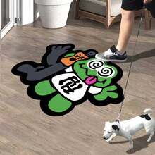 1 pièce Tapis en forme de grenouille verte de style dessin animé, cadeau pour la fête des enfants, tapis décoratif, décoration de chambre, petit tapis, tapis, décoration de maison, petit tapis de salon, tapis de chambre, beau cadeau, tapis de camping extérieur, tapis lavable - Multicolore - Voir 2