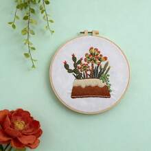 1 Conjunto Diy Bordado Material Pacote Para Flor Ganchos De Parede , Decorativo Pintura , Colorida Com Aro De Bordado , Cor Aleatória - Branco - Ver 23